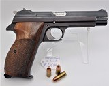 Excellent Swiss-made SIG P210-6 pistol, cal 9mm Para, with original grips, box, factory target, manual & holster - 1 of 15