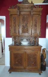  ANTIQUE OAK FRENCH BUFFET EARLY 1900's BEAUTIFUL HUNTING DETAIL - 11 of 11
