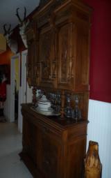  ANTIQUE OAK FRENCH BUFFET EARLY 1900's BEAUTIFUL HUNTING DETAIL - 8 of 11