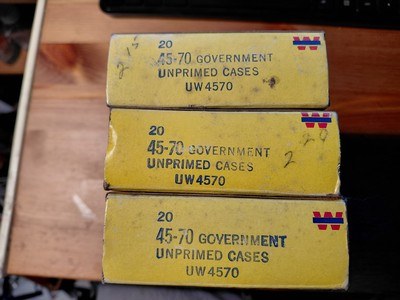 LOT OF 3 BOXES OF 20 NEW VINTAGE WINCHESTER WESTERN 45-70 BRASS