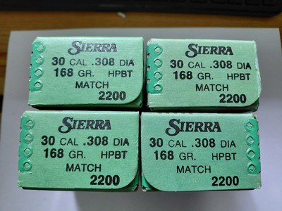 LOT OF 4 BOXES 100 CT EACH BOX SIERRA 30 CAL168GR MATCHKING BULLETS - Image 2 of 2