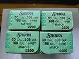 LOT OF 4 BOXES 100 CT EACH BOX SIERRA 30 CAL168GR MATCHKING BULLETS - Image 2 of 2