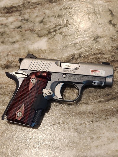 Kimber Micro 9 Stainless Steel Custom Defense (CDP) Package Like New Pistol with Rosewood Crimson Trace Red Laser Grips and Extra Magazines - Image 1 of 8