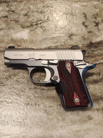 Kimber Micro 9 Stainless Steel Custom Defense (CDP) Package Like New Pistol with Rosewood Crimson Trace Red Laser Grips and Extra Magazines - Image 2 of 8
