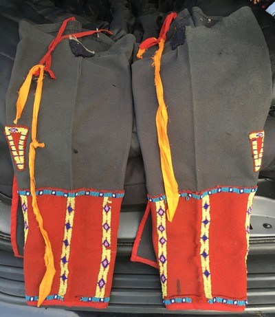 Native American Indian Leggings;Marriage of Pre/Post Reservations;Trade Beads;RARE - Image 3 of 8