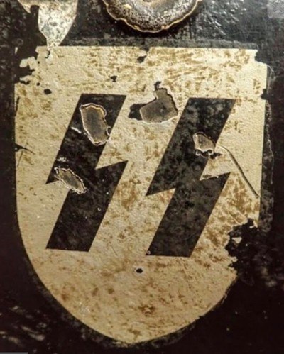 WW2 German Black Allgermeine SS Helmet; Double-Decals; Includes Liner,Rope,Strap;Small - Image 4 of 8