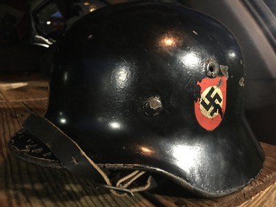 WW2 German Black Allgermeine SS Helmet; Double-Decals; Includes Liner,Rope,Strap;Small - Image 1 of 8