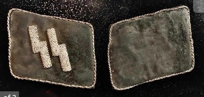 WW2 German SS Elite Collar Tabs;Matching Set;Early Salty Example - Image 1 of 3
