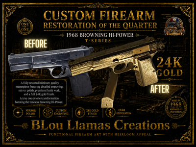 24k Gold Engraved Browning Hi-Power Belgium T-Series 9mm - Image 1 of 15