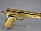 24k Gold Engraved Browning Hi-Power Belgium T-Series 9mm - Image 11 of 15