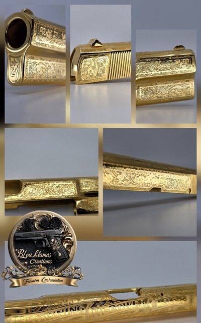 24k Gold Engraved Browning Hi-Power Belgium T-Series 9mm - Image 8 of 15