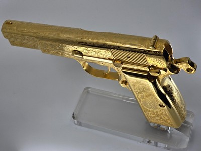 24k Gold Engraved Browning Hi-Power Belgium T-Series 9mm - Image 12 of 15
