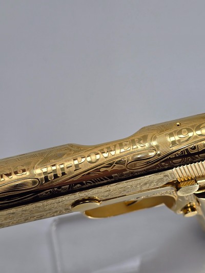 24k Gold Engraved Browning Hi-Power Belgium T-Series 9mm - Image 6 of 15
