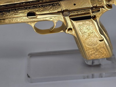 24k Gold Engraved Browning Hi-Power Belgium T-Series 9mm - Image 3 of 15