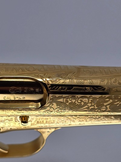 24k Gold Engraved Browning Hi-Power Belgium T-Series 9mm - Image 15 of 15