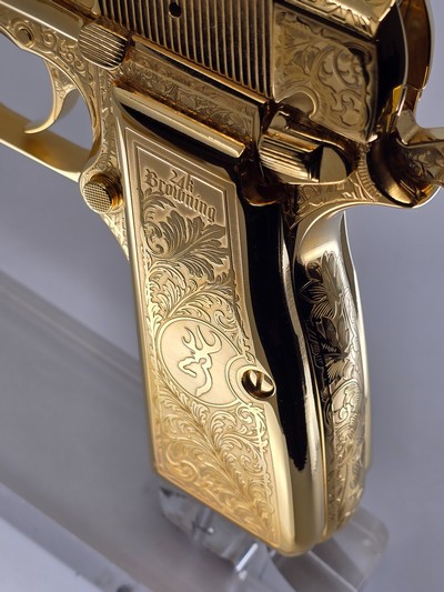 24k Gold Engraved Browning Hi-Power Belgium T-Series 9mm - Image 13 of 15