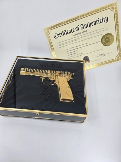 24k Gold Engraved Browning Hi-Power Belgium T-Series 9mm - Image 9 of 15