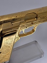 24k Gold Engraved Browning Hi-Power Belgium T-Series 9mm - Image 14 of 15