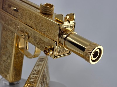 24K Gold Dia de los Muertos Cobray SWD m11 9mm Custom - Image 5 of 11