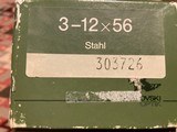 USED STEEL BODIED SWAROVSKI 3 X 12 X 56 HABICHT RIFLE SCOPE IN PERFECT CONDITION - 5 of 5
