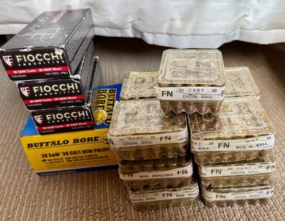 MILITARY AND REGULAR COMMERCIAL AMMO FOR .38 S&W SHORT (AKA 38/200 ENFIELD)