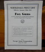 Catalog - Fox Guns Made by Savage Arms Corp. Utica NY Wholesale Price List 1931