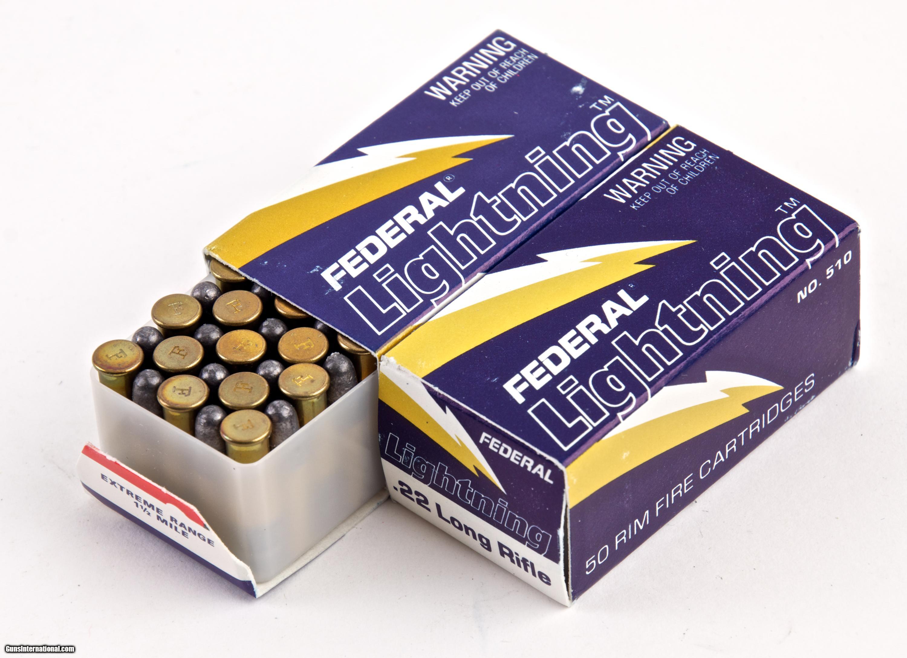 Federal Lightning 22 Lr No 510 Ammo 2 Bricks Of 500 Cartridges 20 Boxes Of 50 