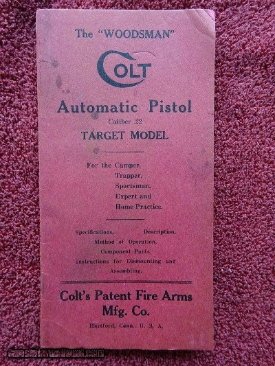 ORIGINAL COLT WOODSMAN PRE-WAR INSTRUCTIONS