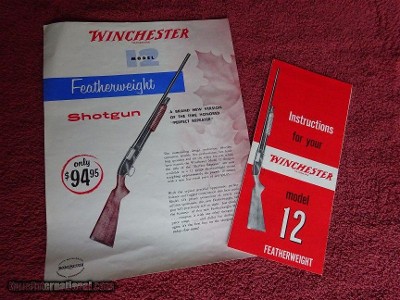 WINCHESTER MODEL 12 FEATHERWEIGHT BROADSIDE AND INSTRUCTIONS