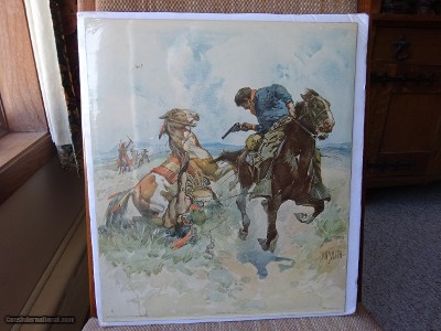 SMITH & WESSON CARDBOARD POSTER "THROUGH THE LINE" BY DAN SMITH - ORIGINAL Circa 1902