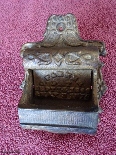 PARKER GUN CO. CAST IRON WALL MATCHSAFE