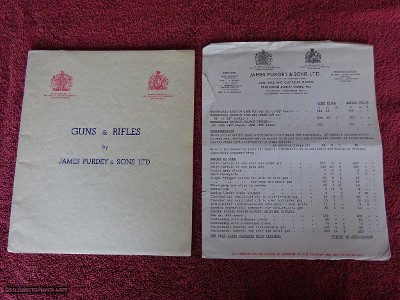 PURDEY & SONS LTD LONDON ORIGINAL VINTAGE CATALOGS & ADVERTISING