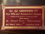 Original W.W. Greener Trade Label - 1 of 2