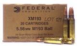 Federal XM193 XM 223 Remington/5.56 Nato Boat Tail Metal Case 55 GR 20Box/25Case - 1 of 1