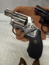 TWO Smith & Wesson Model 36 revolvers no dash one blue 7 one nickel W/ Two sets grips - 3 of 15