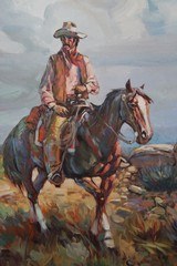 Listed Artist Alberto Vela Great Western Scene Oil on Canvas - 3 of 4