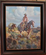 Listed Artist Alberto Vela Great Western Scene Oil on Canvas - 1 of 4
