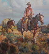 Listed Artist Alberto Vela Great Western Scene Oil on Canvas - 2 of 4