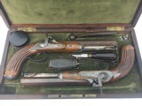 FINE CASED LARGE BORE OFFICERS OR DUELING PERCUSSION PISTOLS BY LEPAGE PARIS - 1 of 15