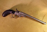 Double barreled pistol in 380 black powder cartridge, fired with firing pins like a hammered shotgun - 2 of 5