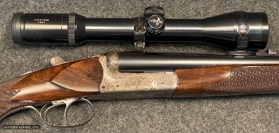 Dumoulin .375 H&H Magnum Ejector Double Rifle Scoped, Gamescene Engraved.