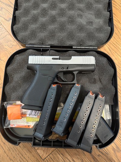 Glock 43X Silver PVD factory AmeriGlo tritium sights + 5 mags!