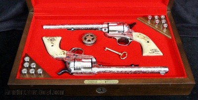 Case Pair of Matching Colt SAAs Cased & Engraved by David Wade Harris