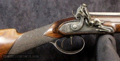 Flint Lock Double Barrel Coach Gun with Snap Bayonet Marked "Bailey" - Image 4 of 15