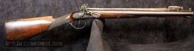 Flint Lock Double Barrel Coach Gun with Snap Bayonet Marked "Bailey"