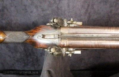 Flint Lock Double Barrel Coach Gun with Snap Bayonet Marked "Bailey" - Image 12 of 15