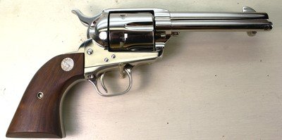 Colt SAA 44-40 Nickel 4 3/4 VG+ Wood grips box/papers 3rd Gen