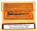 Winchester vintage ammo 30-06 30 Gov't Model 06 Full label date 1925 172 gr
