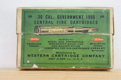 Western Cartridge Co. vintage 30-06 30 cal Gov't 19 rounds 150gr Open Point Exp