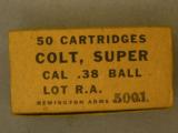 WWII US military issue 50 rd box Colt .38 Super ammunition in brown box - 1 of 7